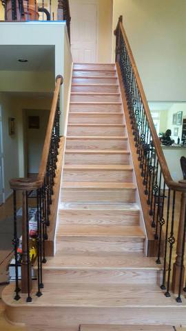Wooden stair railing remodel